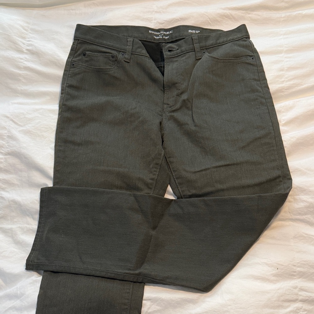 Banana Republic Men's Olive/Gray Slim Fit Travel Jeans - 33X32